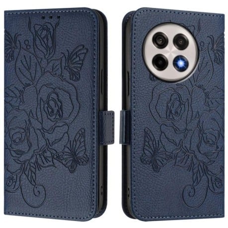Чохол-книжка Embossed Rose RFID Anti-theft Leather для OnePlus 13R/Ace 5/Ace 5 Pro - синій