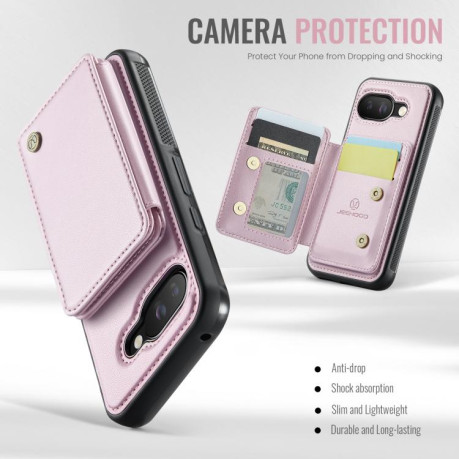 Чохол JEEHOOD J05 Business Magnetic Style RFID Leather для Google Pixel 9a - рожевий