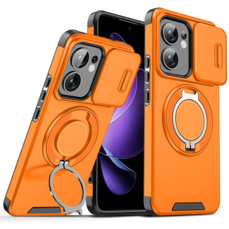 Протиударний чохол Sliding Camshield Ring Holder для OPPO Reno13 F/Reno13 FS- помаранчевий
