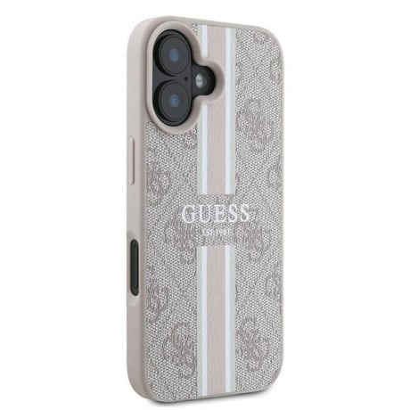 Оригінальний чохол Guess 4G Printed Stripes MagSafe на iPhone 16 Plus - Pink