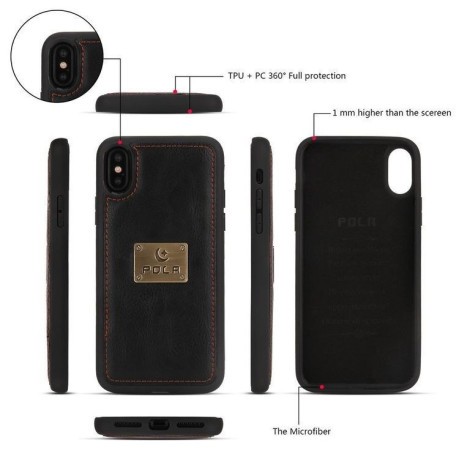 Кожаный чехол-клатч Pola на iPhone 11 Pro - черный