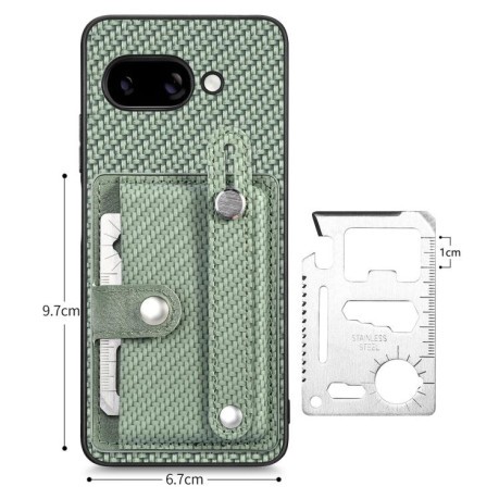 Противоударный чехол Wristband Kickstand Card для  Google Pixel 9a - зеленый