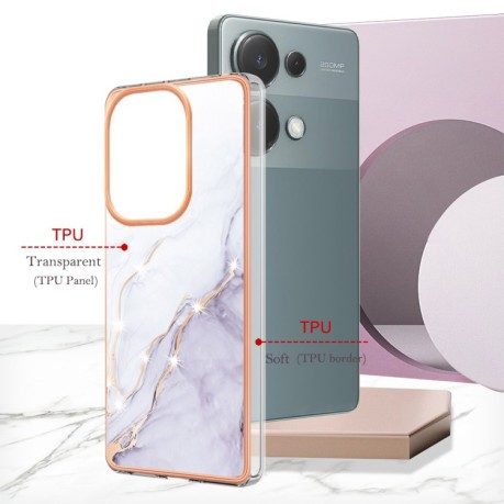Противоударный чехол Electroplating IMD для Xiaomi Redmi Note Redmi Note 14S/ 13 Pro 4G / POCO M6 Pro 4G - White