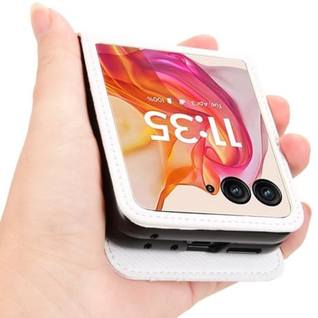 Протиударний чохол Card Slot PU Leather PC для Motorola Moto Razr 50 Ultra - білий