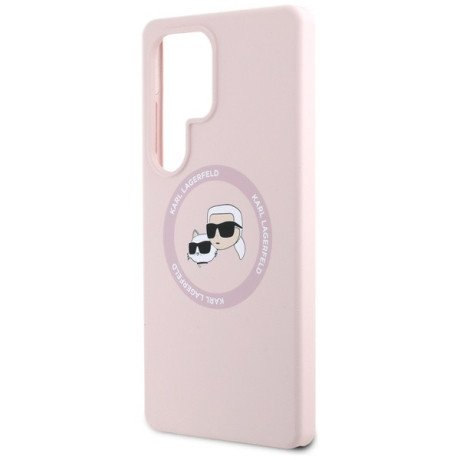 Оригінальний чохол Karl Lagerfeld Silicone Double Heads And Circle MagSafe для Samsung Galaxy S25 Ultra - Pink