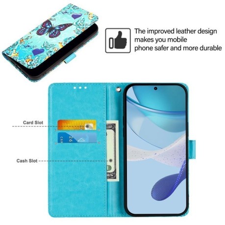 Чохол-книжка Colored Drawing Pattern Plain Weave Leather для Xiaomi 14T Pro - Love Butterfly