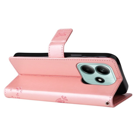 Чехол-книжка Happy Cat Pattern для Xiaomi Redmi Note 14 380503965737 - розовое золото