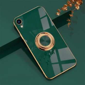 Противоударный чехол 6D Electroplating Full Coverage with Magnetic Ring для iPhone XR - темно-зеленый