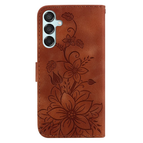 Чехол-книжка Lily Embossed Leather для Samsung Galaxy M15/F15 5G - коричневый