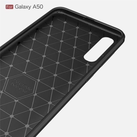 Чехол Brushed Texture Carbon Fiber на Samsung Galaxy A50/A30s/A50s-красный
