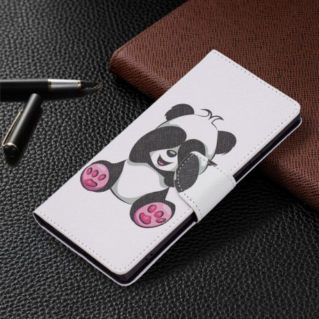 Чехол-книжка Colored Drawing Pattern для Samsung Galaxy S22 Ultra 5G - Panda