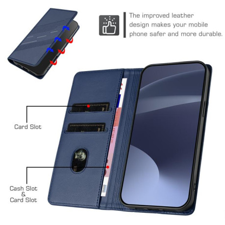 Чохол-книжка Embossed Multi-functional Wallet Retro Leather на Realme 14 Pro+ - синій