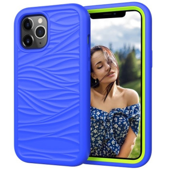 Противоударный чехол Wave Pattern 3 in 1 на iPhone 12/12 Pro - синий