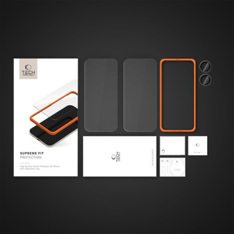 Комплект захисного скла Tech-Protect Supreme Set 3 pcs для iPhone 16 - Transparent