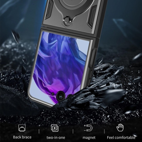 Противоударный чехол CD Texture Sliding Camshield Magnetic Holder на Motorola Razr 50 Ultra - розовый