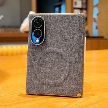 Магнітний чохол Escase з тканинною текстурою на Samsung Galaxy Fold8 5G — сірий