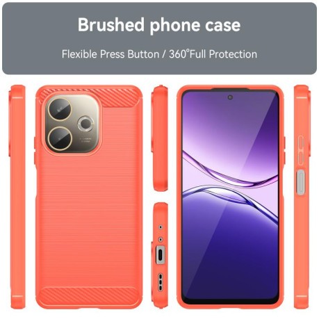 Противоударний чехол Brushed Texture Carbon Fiber на OPPO A5 Pro 4G - червоний