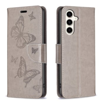 Чохол-книжка Butterflies Pattern для Samsung Galaxy S23 FE 5G - сірий