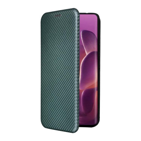 Чехол-книжка Carbon Fiber Texture на Motorola Edge 60 Pro - зеленый
