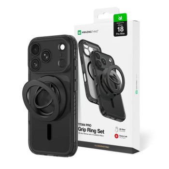 Оригинальный чехол AmazingThing Titan Pro Lens Ring Set с MagSafe для iPhone 18 Pro Max — фиолетовый