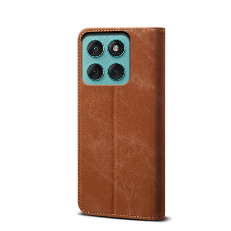 Чехол книжка Denim Texture Casual Style на Motorola Moto G86 Power - коричневый