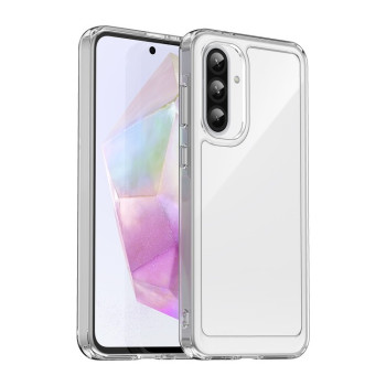 Противоударный чехол  Colorful Acrylic Series с цветной силиконовой боковиной на Samsung Galaxy A56 5G - прозрачный