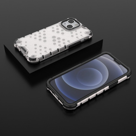 Противоударный чехол Honeycomb with Neck Lanyard для iPhone 13 mini - белый