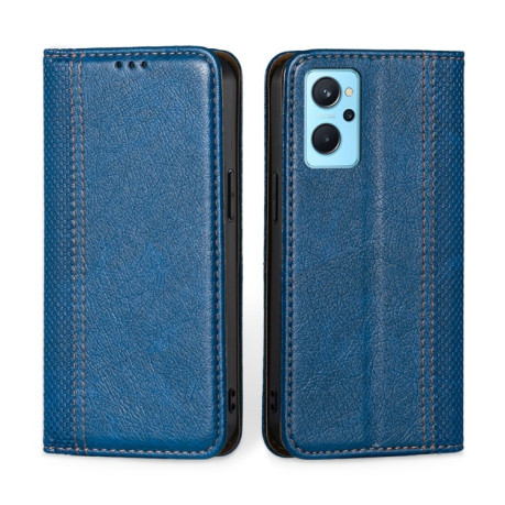 Чехол-книжка Grid Texture для Realme 9i/OPPO A76/A96 - синий