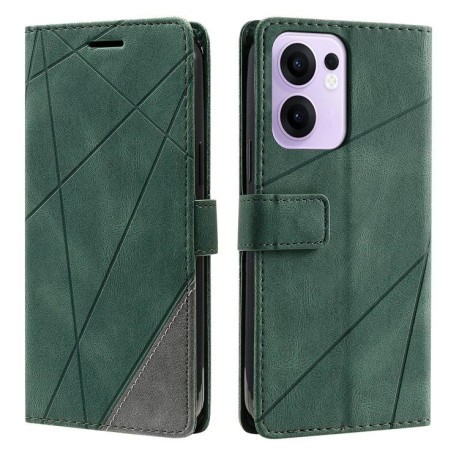 Чехол-книжка Skin Feel Splicing для OPPO Reno13 F/Reno13 FS Global/ 4G India - зеленый