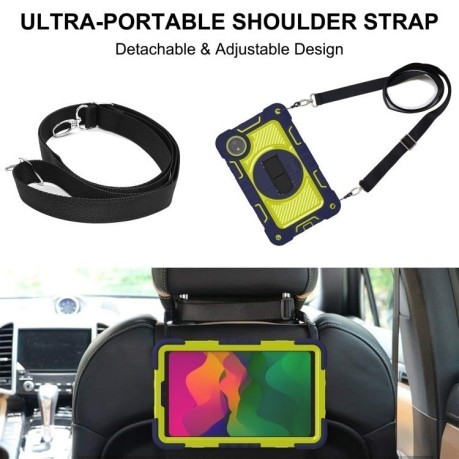 Протиударний чохол Acrylic 360 Degree Rotation Holder Leather для Redmi Pad SE 8.7 2024 - Navy Blue + Yellow Green