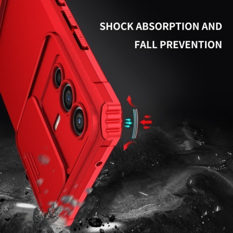 Противоударный чехол Stereoscopic Holder Sliding для Vivo V23 5G - красный