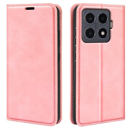Чехол-книжка в стиле Retro мягкое покрытие Skin Feel деловой дизайн на Xiaomi 15T Pro - розовый