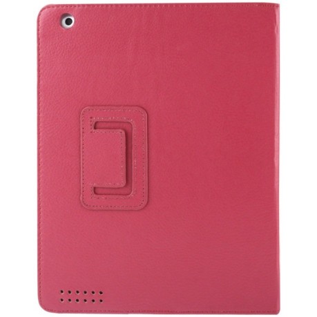 Кожаный Чехол Litchi Texture Sleep / Wake-up пурпурно-красный для iPad 4/ 3/ 2