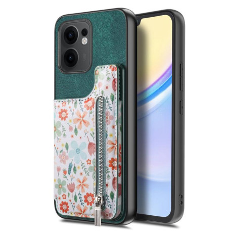 Протиударний чохол Retro Painted Zipper Wallet для OPPO Reno13 F 5G - зелений