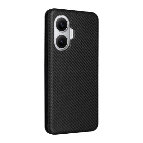 Чехол-книжка Carbon Fiber Texture на Xiaomi Poco F7 5G - чорний