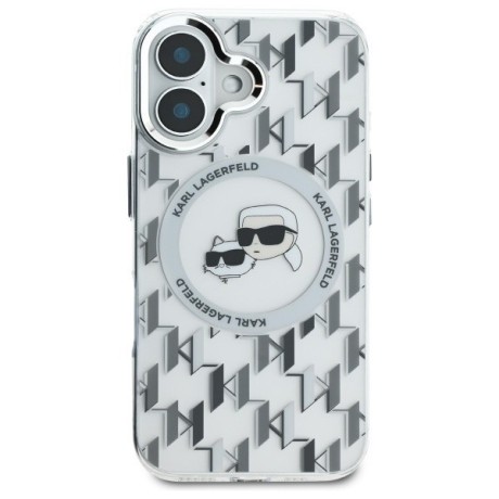 Оригінальний чохол Karl Lagerfeld IML Monogram Karl &amp; Choupette Head MagSafe для iPhone 16 - Clear