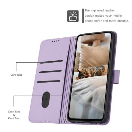 Чехол-книжка Embossed Kitten Phone Leather для Samsung Galaxy A56 5G - фиолетовый