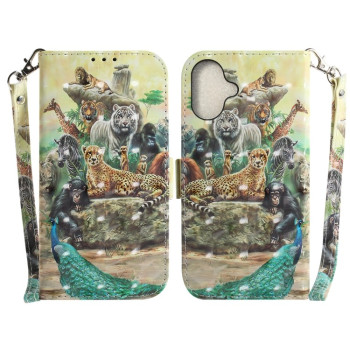 Чехол-книжка 3D Painting для iPhone 16 Plus - Zoo