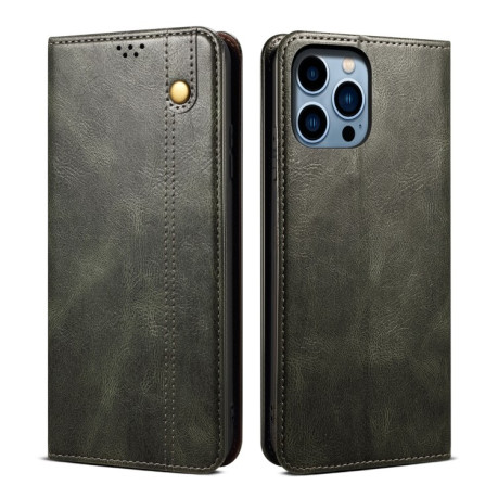 Чехол-книжка Simple Wax Crazy Horse для iPhone 16 Pro Max - зеленый