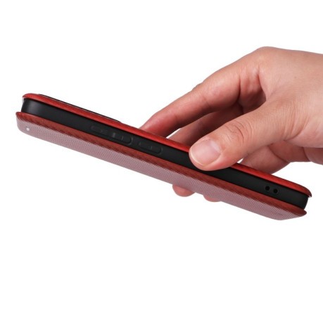 Чохол-книжка Carbon Fiber Texture на Xiaomi 14T Pro - коричневий