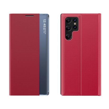 Чехол-книжка Clear View Standing Cover на Samsung Galaxy S22 Ultra 5G - красный