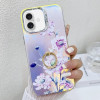 Протиударний чохол Electroplating Laser Flower Ring Holder TPU для iPhone 16 - Zinnia