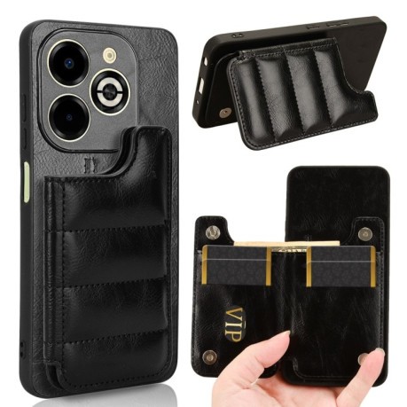 Ударозащитный чехол Cow Pattern Sewing Card Bag для Infinix Smart 8 Plus / Smart 8 Pro - черный