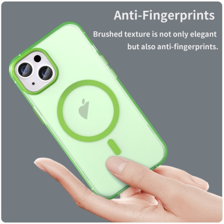 Противоударный чехол  MagSafe Frosted Translucent TPU + PC для iPhone 16 - зеленый