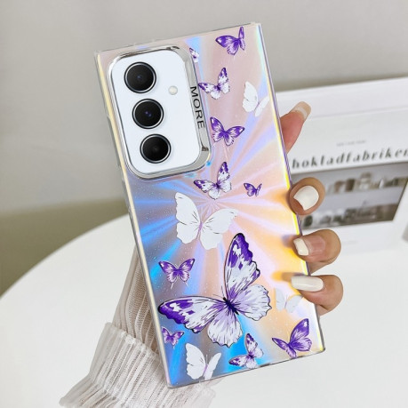 Протиударний чохол Electroplating Laser Butterfly для  Samsung Galaxy A55 5G - White Purple Butterflies