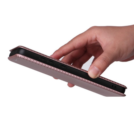 Чехол-книжка Carbon Fiber Texture на Samsung Galaxy A05 - розовый