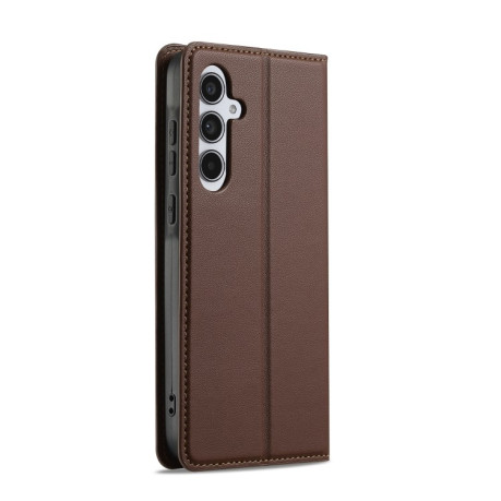 Чехол-книжка LC.IMEEKE L1 Series Frosted Fine Texture для Samsung Galaxy S25+ 5G - коричневый