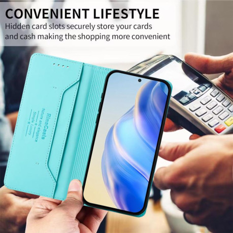 Чехол-книжка RC01 Dual-Folded Magnetic Suction RFID Leather на Infinix Note 60 / 60 Pro — мятно-зелёный