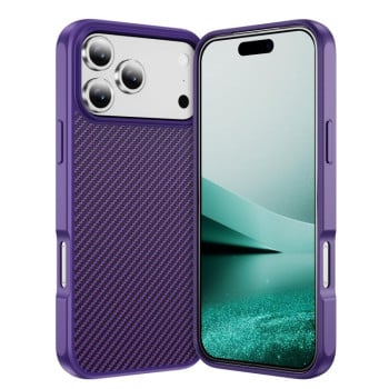 Ударозахисний чохол Carbon Fiber Texture Skin-feel Acrylic на iPhone 17 Pro Max - фіолетовий