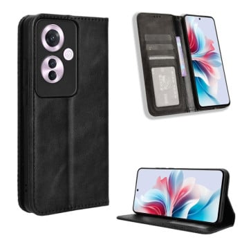 Чоловіча книга Magnetic Buckle Retro Crazy Horse Texture на OPPO Reno11 F 5G / F25 Pro 5G - чорний